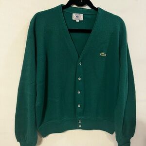 Vintage 80’s Izod Lacoste Cardigan Sweater Green Men's Size Large USA Orlorn